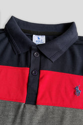 POLOO PANEL Men’s Branded Cotton PQ Shirt in Navy Blue